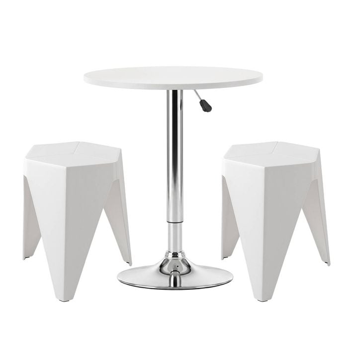 Artiss 3pcs Bar Stools And Table Set White
