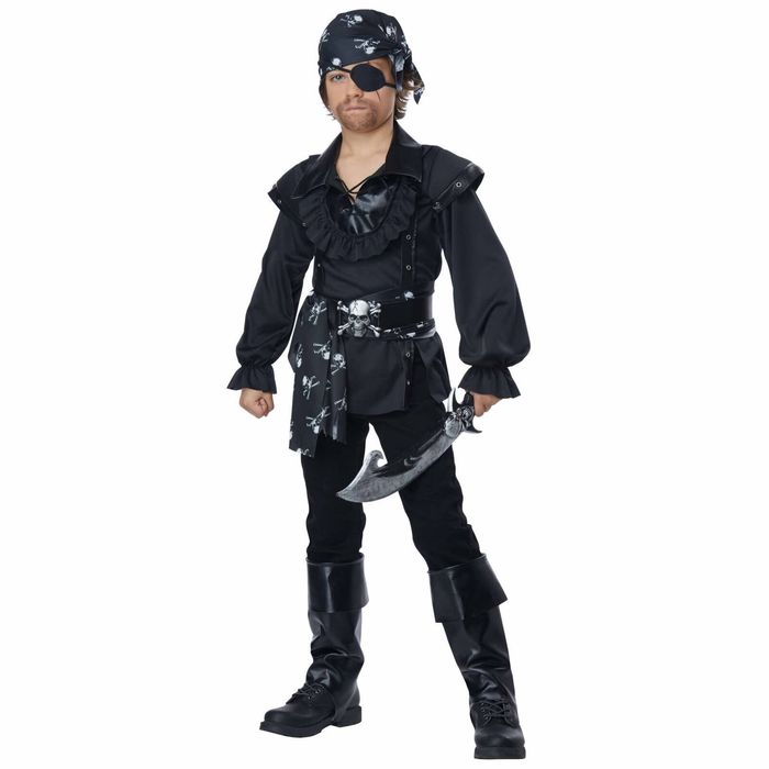 Skull Island Pirate Buccaneer Captain Carribbean Book Week Child Boys Costume M