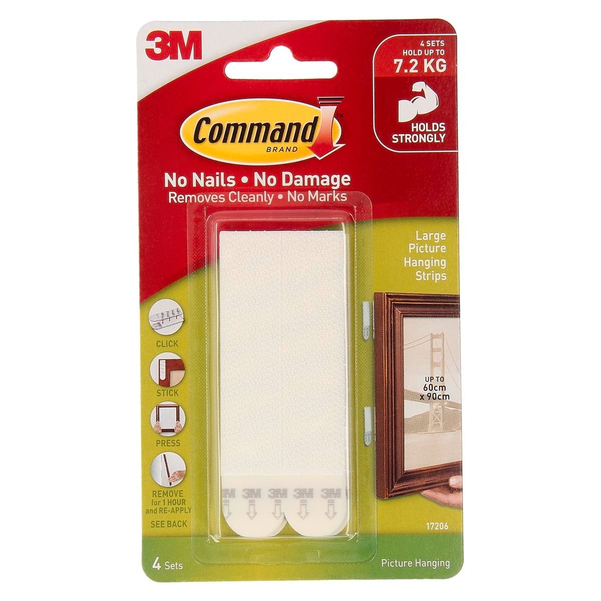 Command Large White Adhesive Picture Hanging Strips - 4 Pack - Bunnings ...