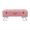 P&P Luxurious Pink Velvet Storage Ottoman with Silver Iron Base 105x40x42cm