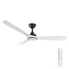 Threesixty 132cm Black Motor Whitewash 3 Blade With Light Ceiling Fan