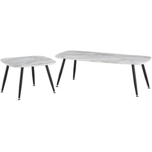 Dora Coffee Table Set - Marble White and Black