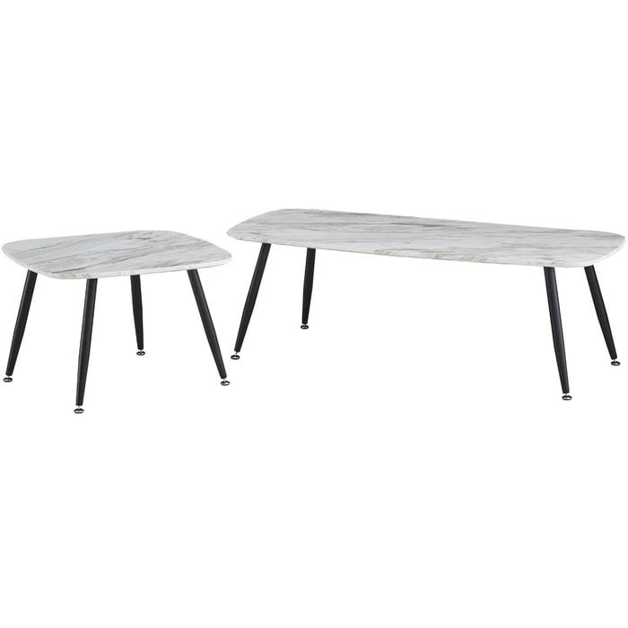 Dora Coffee Table Set - Marble White and Black
