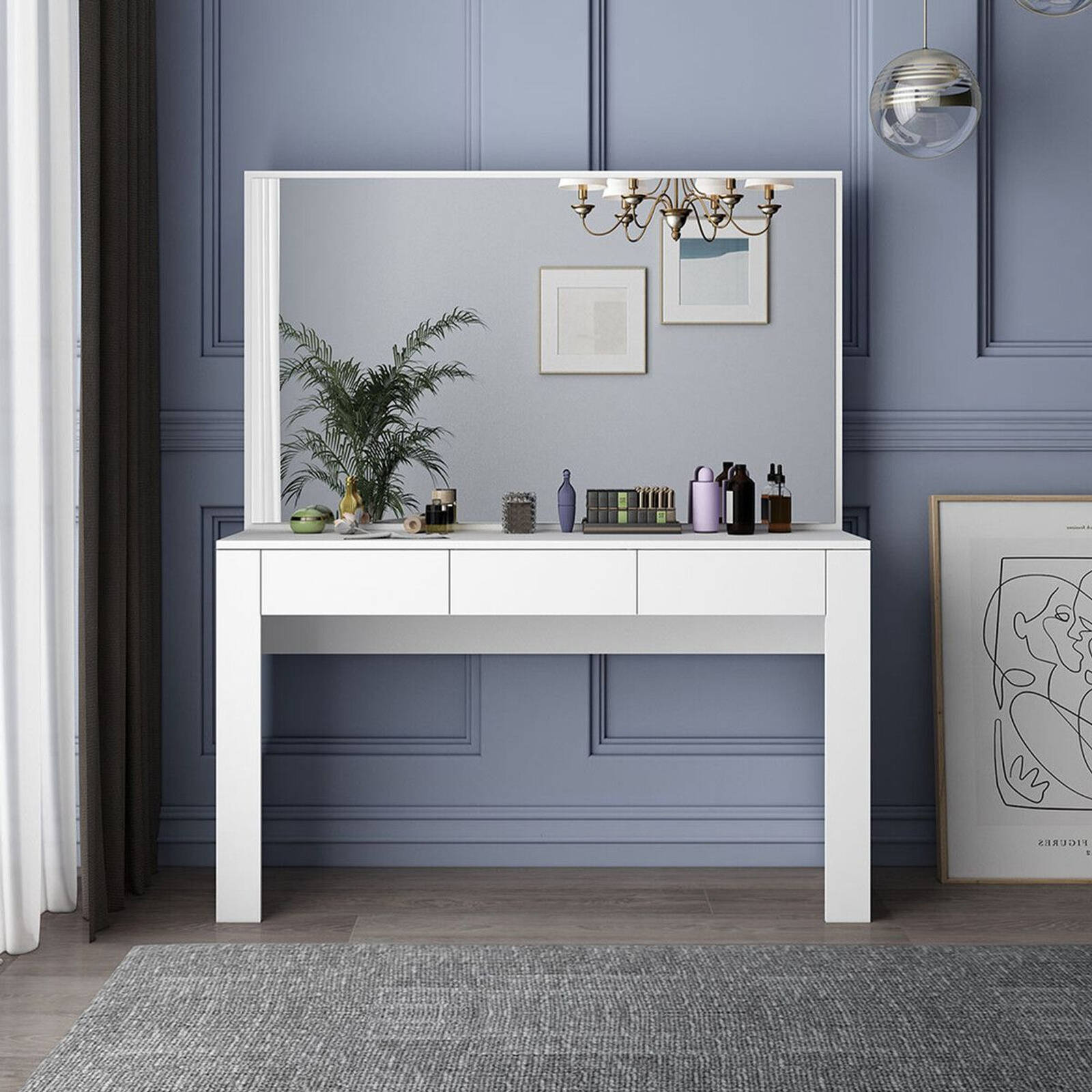 White Dressing Table with Wooden Drawers Bunnings Australia