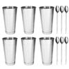 Trenton Stainless Steel Milkshake Cups 887ml and Soda Spoons Set of 6