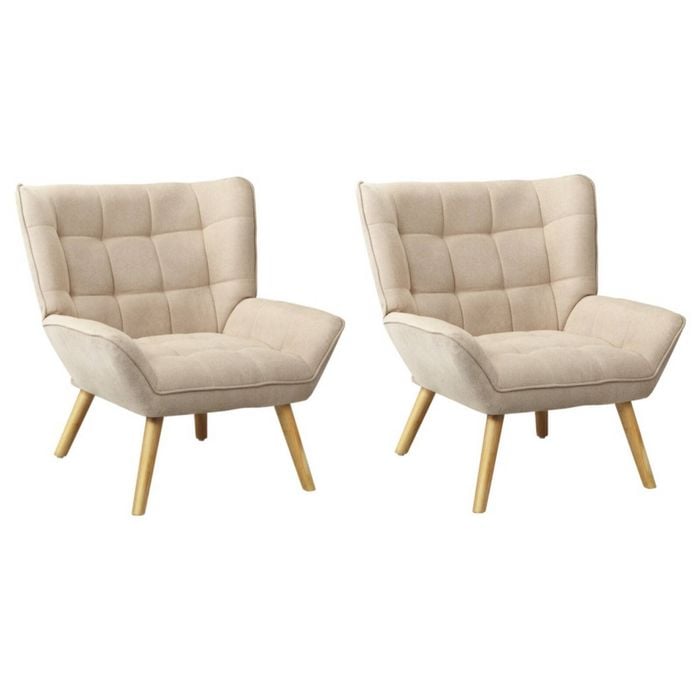 Oikiture 2x Armchair Fabric Beige