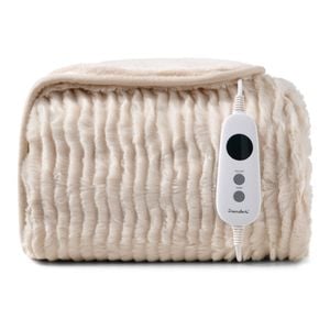 Dreamaker Eyelash Fleece Reversible Electric Heated Throw Blanket Natural 160 X 130cm | Overheat Protection, Auto-off