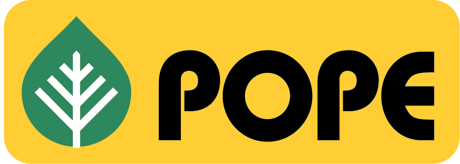 Pope logo on a yellow background