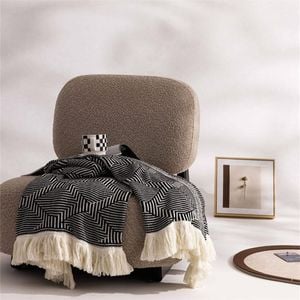 CottonMore Cotton Blend Eldo Multi-Purpose Knitted Throw Blanket with Fringed Edges 130x180cm