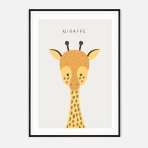Galrie Charming Minimalist Giraffe Art Print - Modern Animal Decor for Kids' Rooms, Black Frame, 70 x 100cm (28 x 40inch)