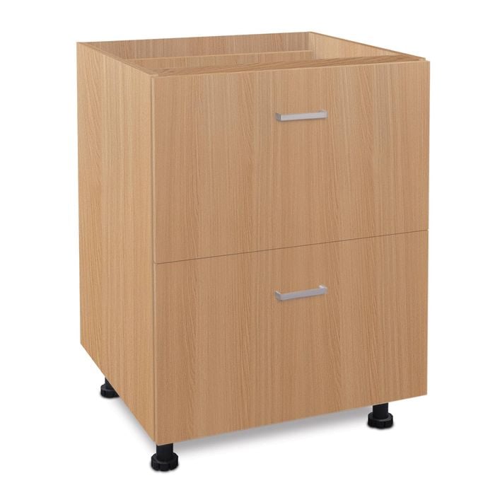 Flatpax Utility 600mm Woodgrain 2 Drawer Floor Cupboard - Bunnings ...