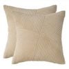 Gioia Casa Corduroy Cushion Covers - Soft Velvet with Windmill Pattern & Hidden Zipper - Beige, 45cm x 45cm (Twin Pack)
