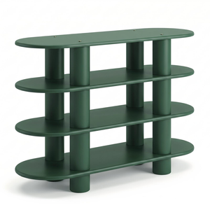 Nordhavn Modern Green 4-Tier Bookshelf Curved Shelving Unit Display Console Tabl