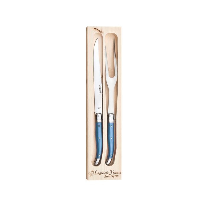 Laguiole Jean Neron Carving Set - Flash Blue