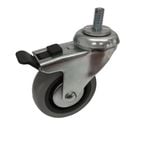 Easyroll 75mm 45kg Grey Rubber Swivel Plus Brake Castor