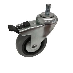 Easyroll 75mm 45kg Grey Rubber Swivel Plus Brake Castor