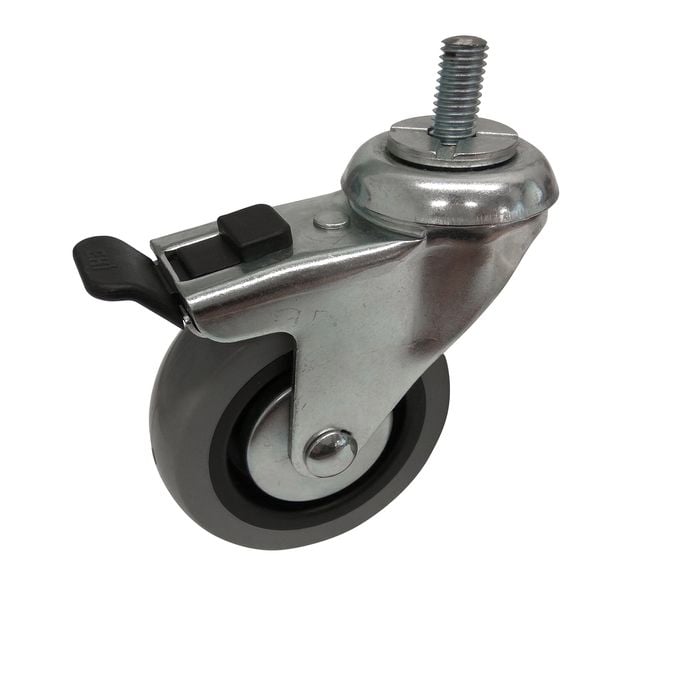 Easyroll 75mm 45kg Grey Rubber Swivel Plus Brake Castor