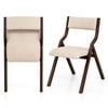 Costway Folding Dining Chair Set Of 2 Upholstered Armless Chair Linen Fabric Chairs Coffee