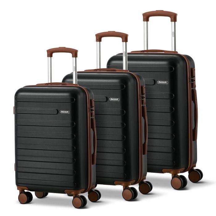 Mazam 3PCS Luggage Suitcase Trolley Set Travel TSA Lock Hard Shell Case Black