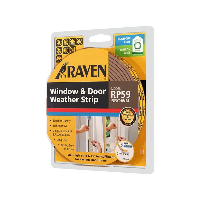 Raven 5000mm Brown RP59 Self Adhesive Weather Strip 