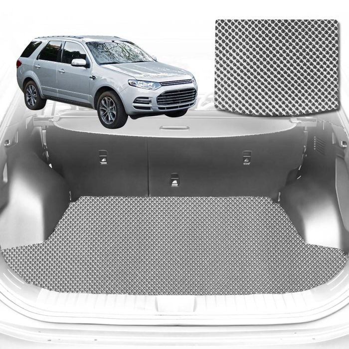6D Diamond Car Boot Mat for Ford Territory SX, SY2004-2011-(3rd Row seats up/7 seater)-Cargo Mat-Grey-Outback GT