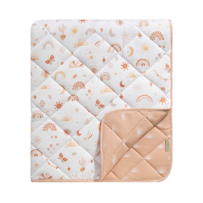 Living Textiles Reversible Organic Quilted Cot Comforter- Bohemian Bliss