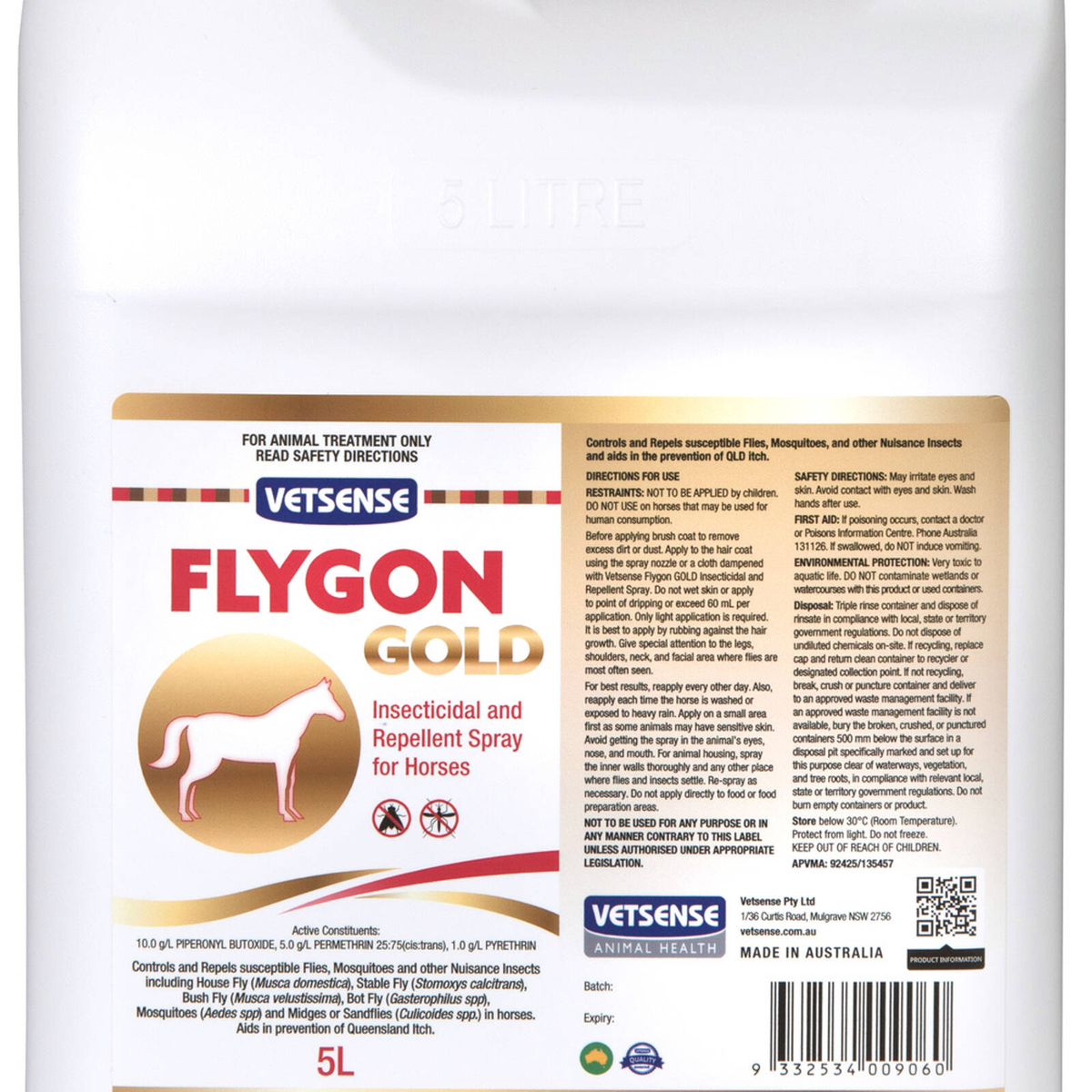 Vetsense Flygon Gold Insect Repellent Spray for Horses 5L - Bunnings ...