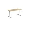 Olg Agile Motion Plus Round Leg White Frame New Oak Ravine Top Scallop Height Adjustable Desk L1800mm X W750mm