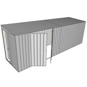 Build-a-Shed 1.5 x 6 x 2m Tunnel Shed Tunnel Sliding Door Plus Double Hinged Doors - Zinc