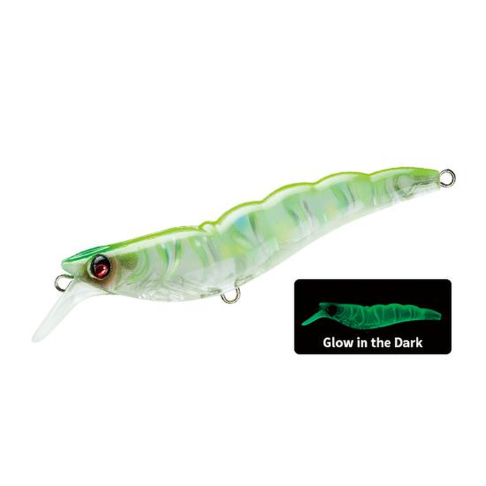 Yo Zuri Crystal Shrimp 3D 70mm Slow Sinking Hard Body Fishing Lure LSAC  Luminescent Aurora Chartreuse