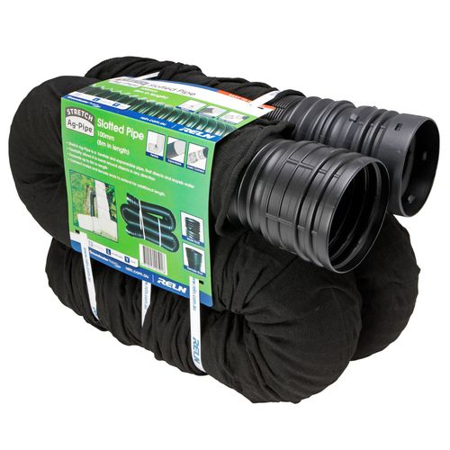 Reln Stretch Ag-Pipe 100mm x 8m Slotted and Socked - Bunnings Australia