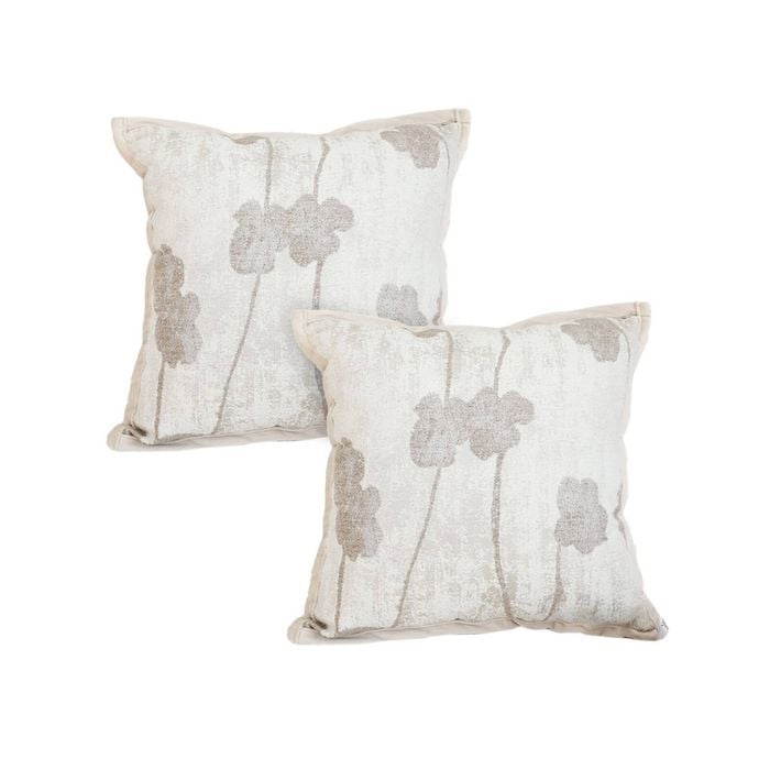 SOGA 2X 45cm Botanical Beige Poppy Flower Print Linen Decorative Throw Pillow
