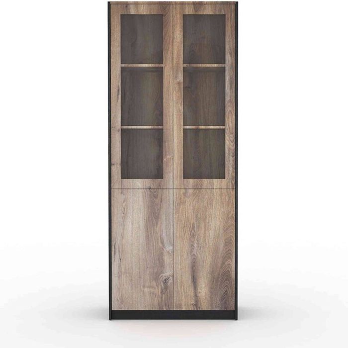 Modern Furniture KELLEN 2 Door Display Unit 80cm - Warm Oak