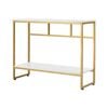 Oikiture Console Table Hallway Marble Effect Metal Display White and Gold