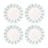 4pc Porto Emery Porcelain Kitchen Dinner Plate Set Sage Green Stripe