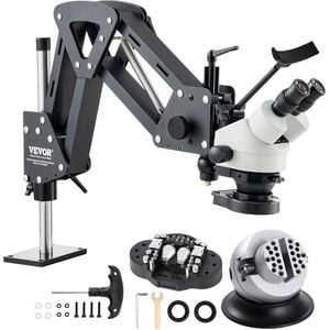 VEVOR Multi-Directional Microscope Black with Spring Bracke with Integrated USB Ring LED Light