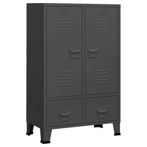 vidaXL Industrial Wardrobe Anthracite Steel Clothing Organiser Storage Chest
