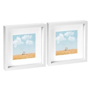 Nicola Spring 10" x 10" White 3D Box Photo Frames - 6" x 6" Mount - Pack of 2