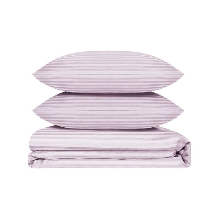LINENOVA 1800TC Striped Comfort Quilt Cover Set - Double,Light Purple
