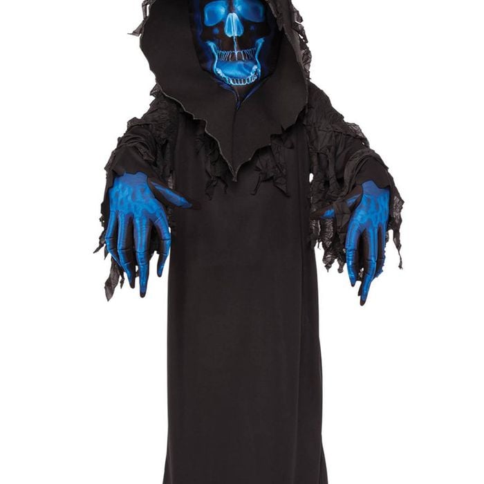 Grim Reaper Boys Blue Skull Phantom Halloween Costume - 9-10