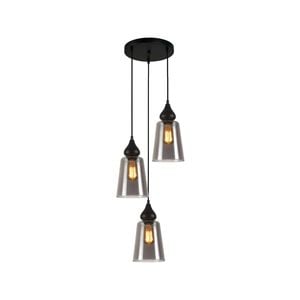 CLA Lighting JEREZ2 Interior Black Smoke Glass Flat Top Ellipse Pendant Light- 3 lits Round