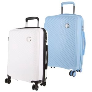 2x Pierre Cardin Inspired  Cabin Luggage  54cm 39L Blue & White