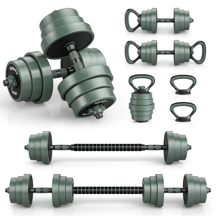 Costway 3 In 1 Dumbbells Set Adjustable Weight Plates Barbells Fitness Equipment