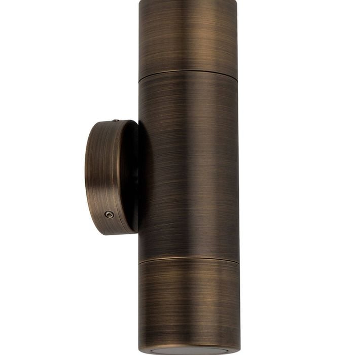 CLA Lighting GU10 Exterior Wall Pillar Up/Down Spot Light (Rustic Brass) IP65