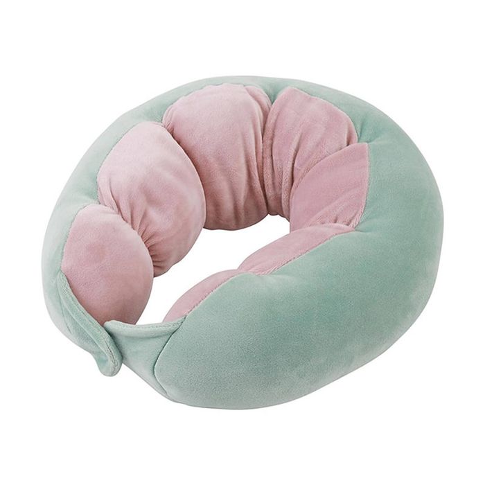 Catzon Adjustable Travel Pillow Extra-Soft Neck Support Cushion-Green