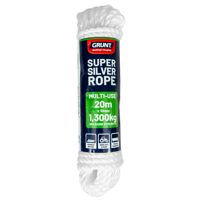 GRUNT 10mm x 20m White Super Silver Rope