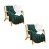 SOGA 2 Pack Green Diamond Pattern Knitted Throw Blanket 130x230cm