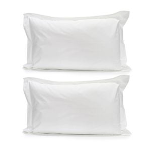 2PK Jason Commercial Cotton Deluxe Pillow Case Tailored 48x73cm White