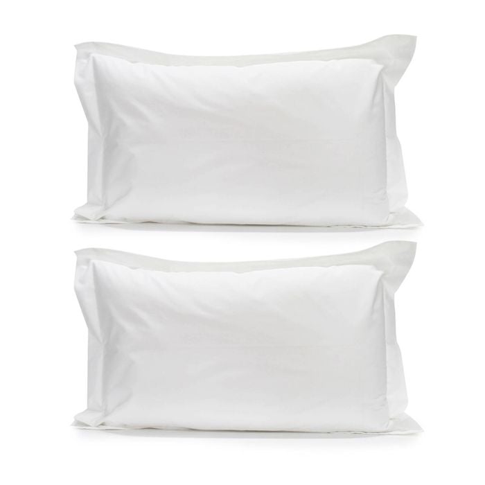 2PK Jason Commercial Cotton Deluxe Pillow Case Tailored 48x73cm White