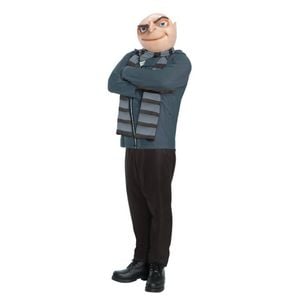 Kids Gru Halloween Costume – Despicable Me Outfit with Oversized Mask, Shirt and Pants Grey Colour, Standard